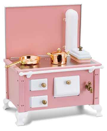 Puppenstube/Küche  #18# Nostalgie-Herd,rosa/pink-weiß,Maßstab 1:12,Miniatur f.d 